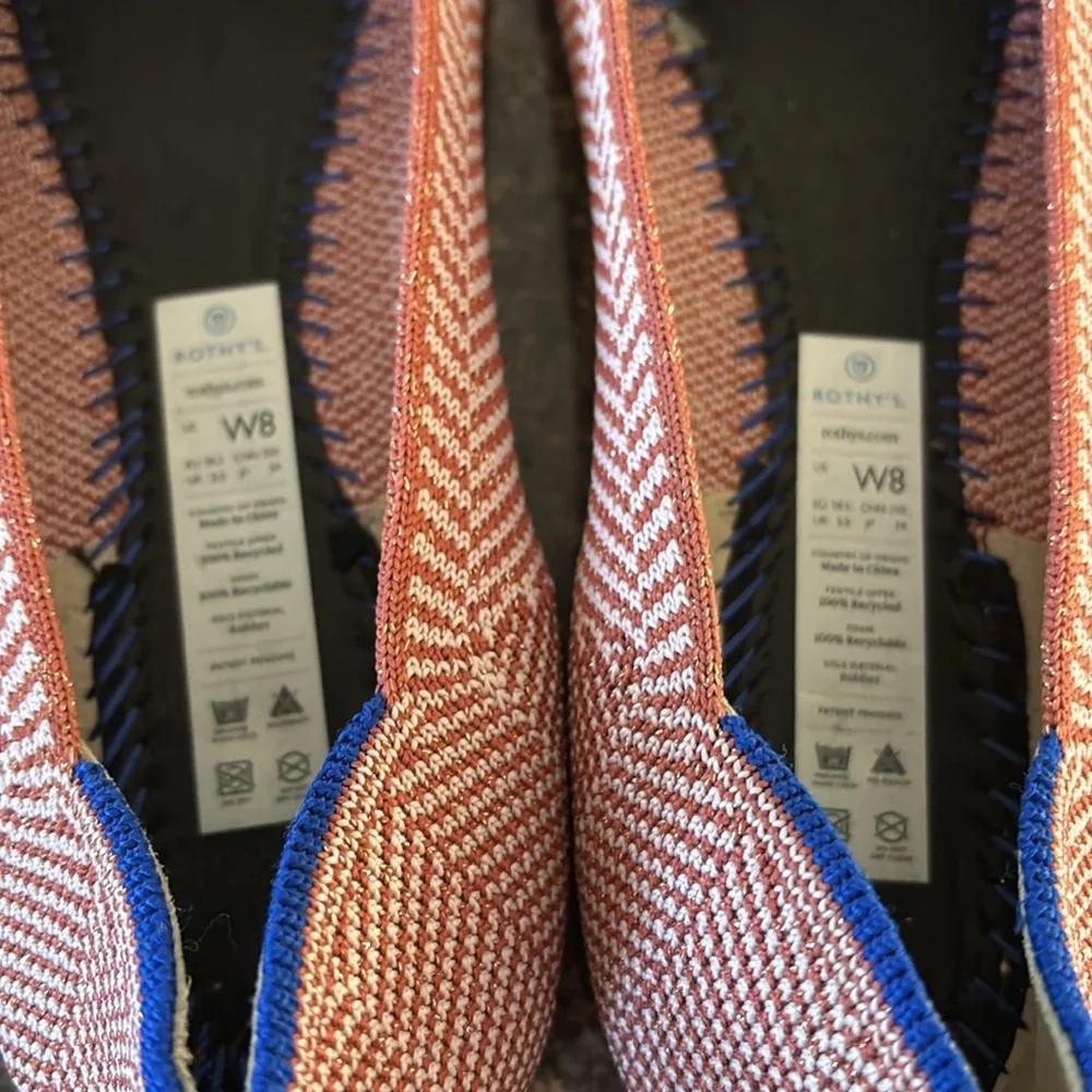 ROTHY’S LADIES AMBER METALLIC HERRING BONE FLATS-8 - Picture 7 of 9